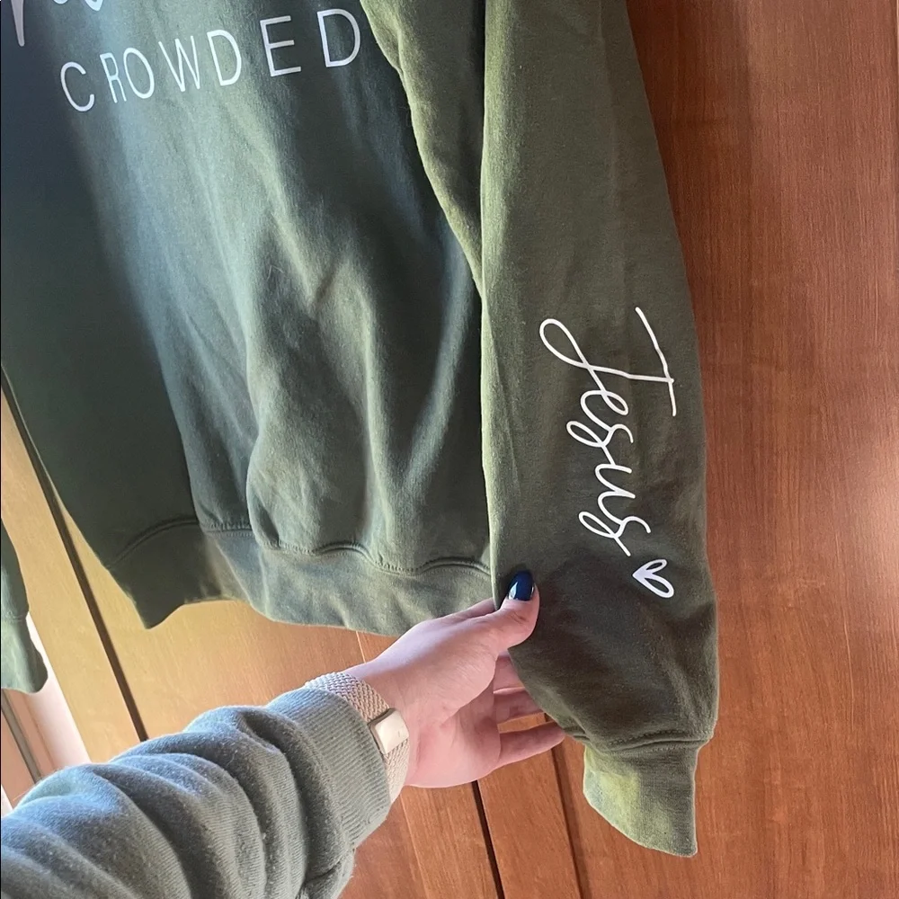 Make Heaven Crowded Green Graphic Sweatshirt - Picture 2 of 2